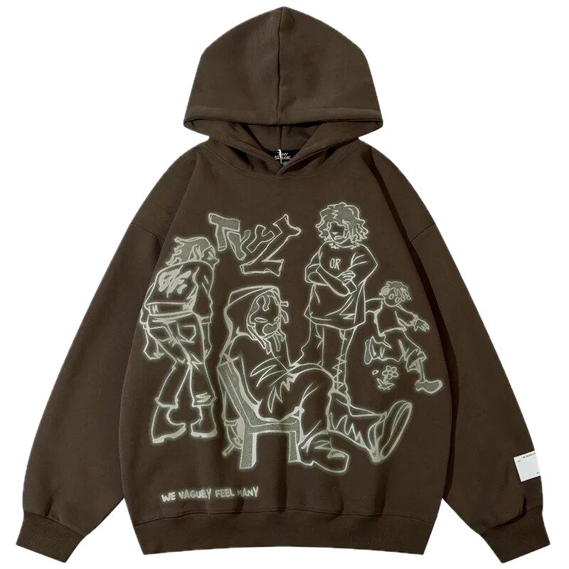 Cartoon Line Print Hoodie