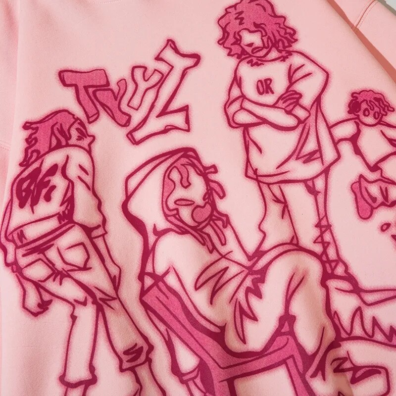 Cartoon Line Print Hoodie